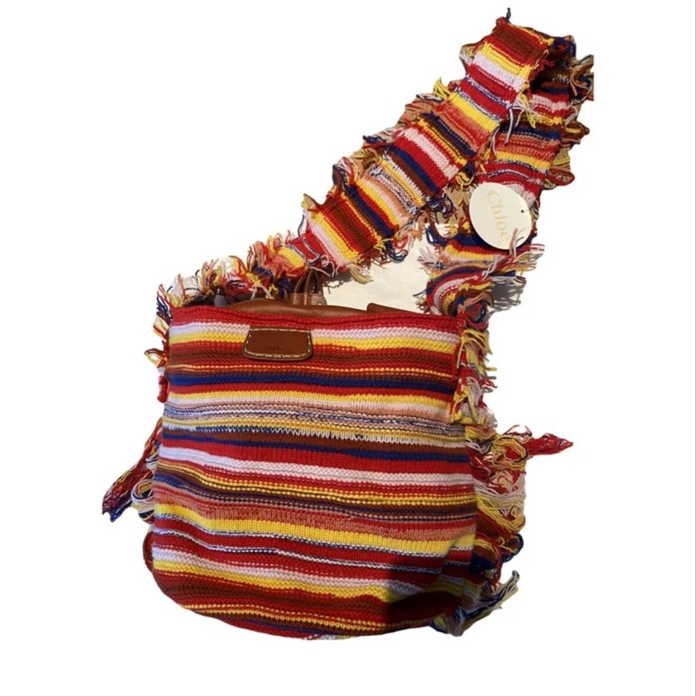 CHLOE Colorful Wool Striped Shoulder Bag